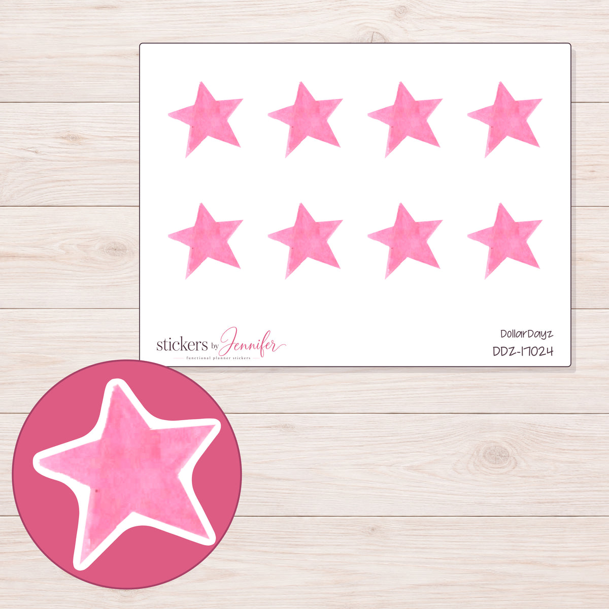 DDZ-17024 planner sticker sheet with enlarged sticker detail