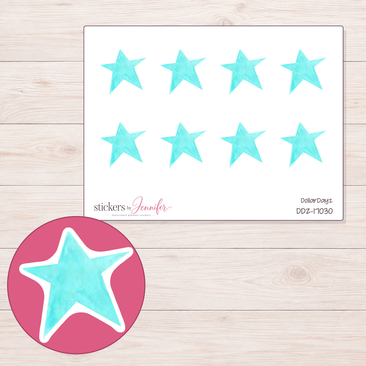 DDZ-17030 planner sticker sheet with enlarged sticker detail