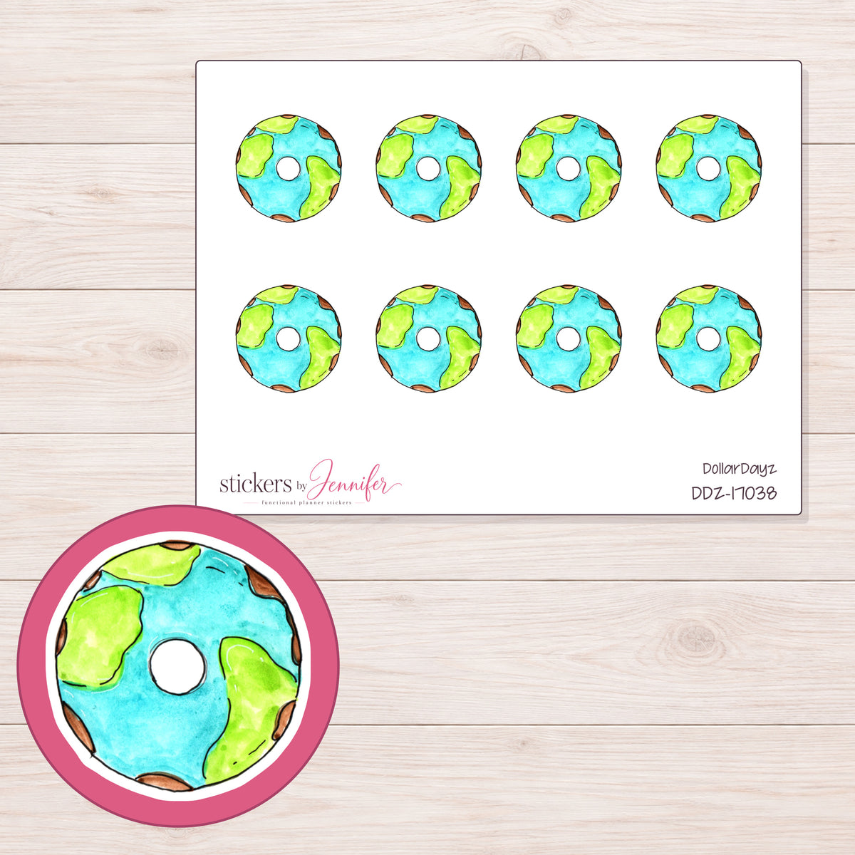 DDZ-17038 planner sticker sheet with enlarged sticker detail