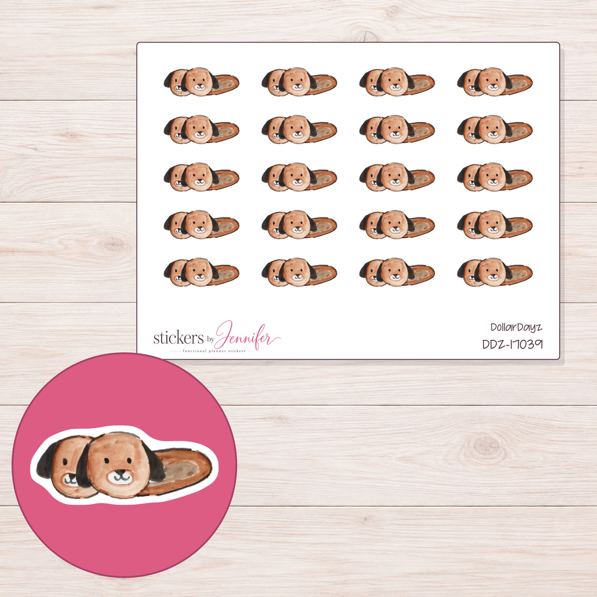 DDZ-17039 planner sticker sheet with enlarged sticker detail