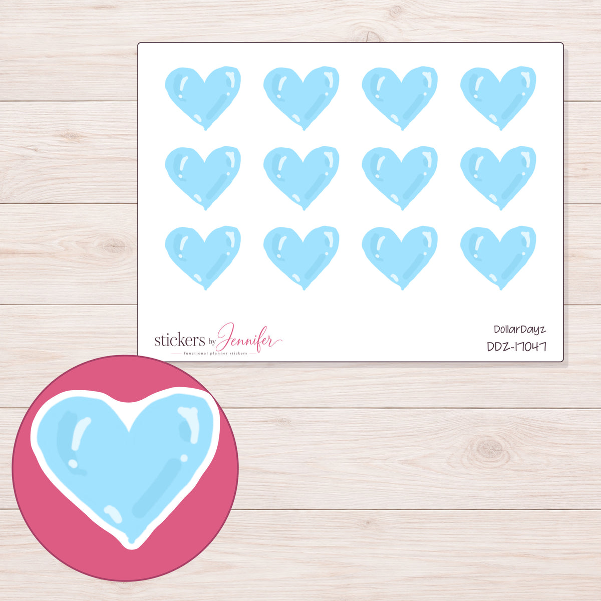 DDZ-17047 planner sticker sheet with enlarged sticker detail