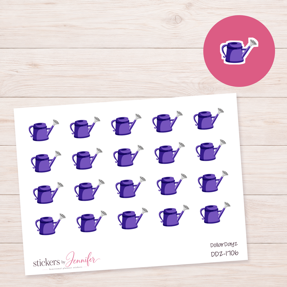 Purple Watering Can Planner Stickers | DDZ-1706