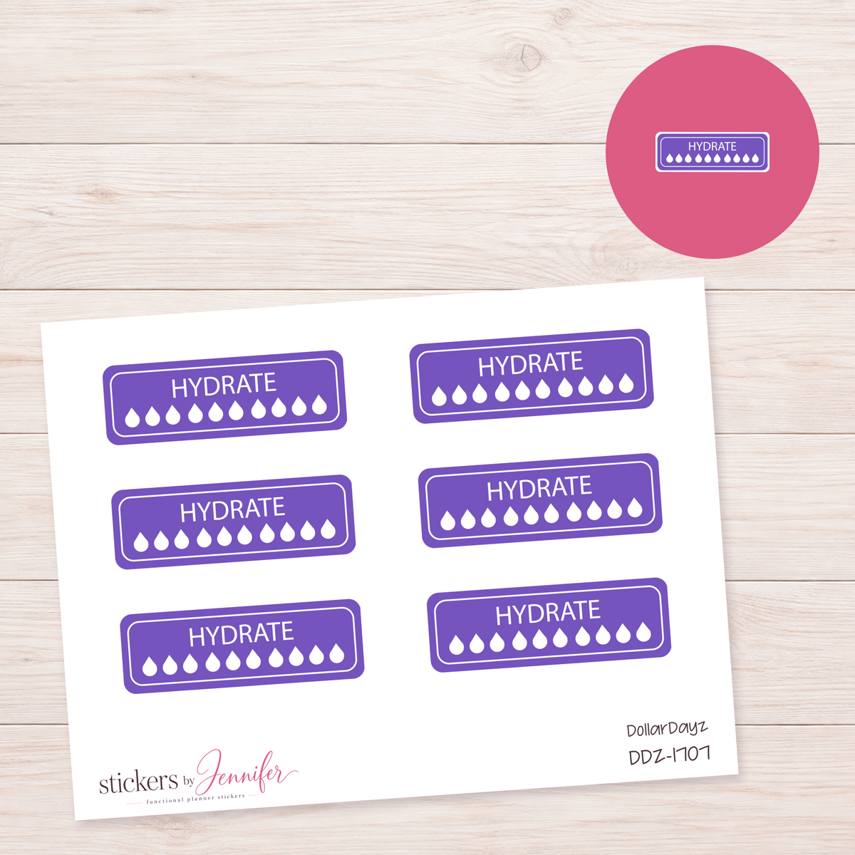 Purple Hydration Tracker Planner Stickers | DDZ-1707
