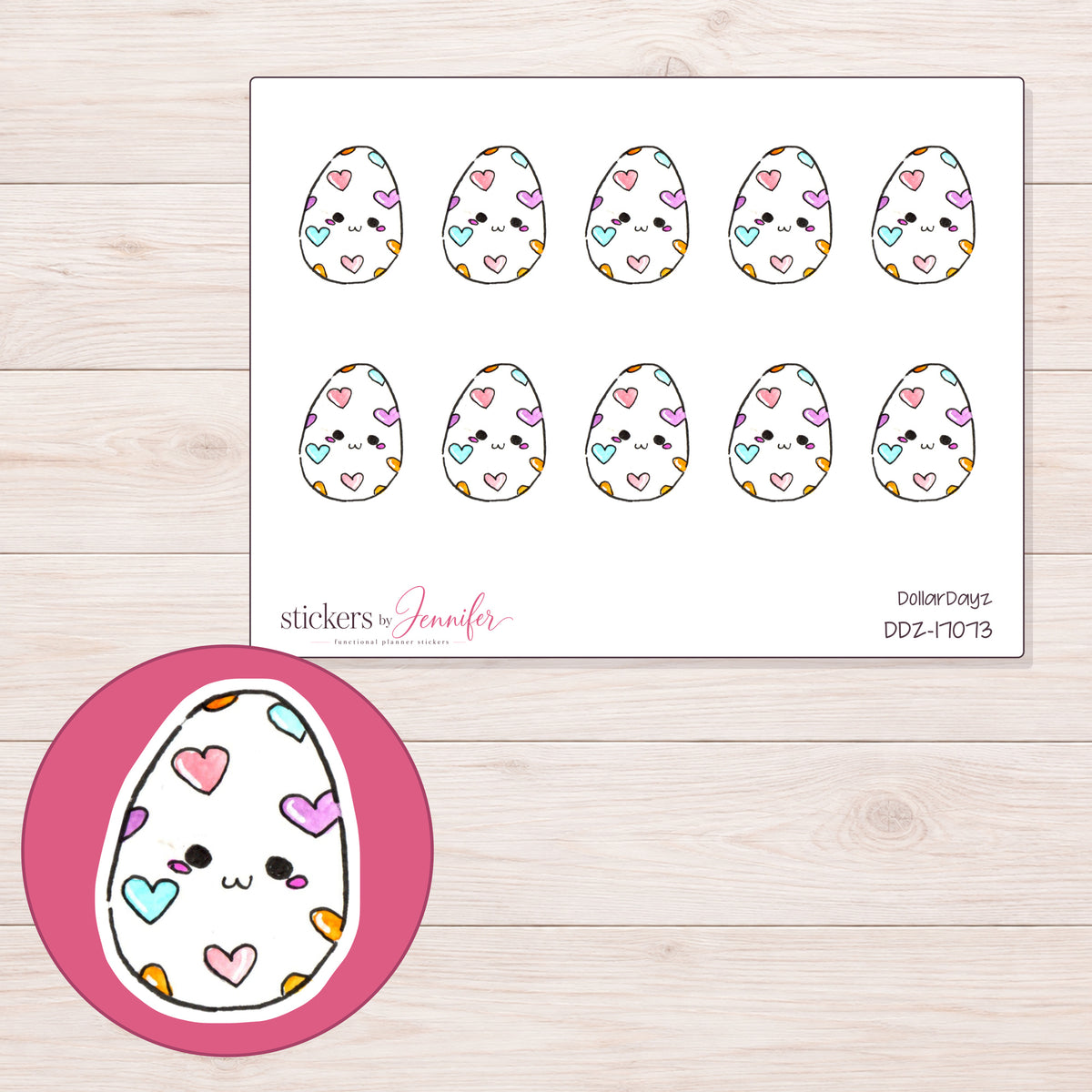 DDZ-17073 planner sticker sheet with enlarged sticker detail