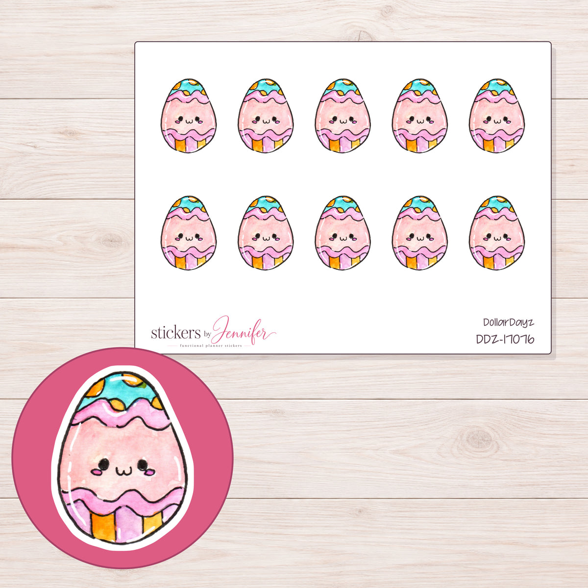 DDZ-17076 planner sticker sheet with enlarged sticker detail