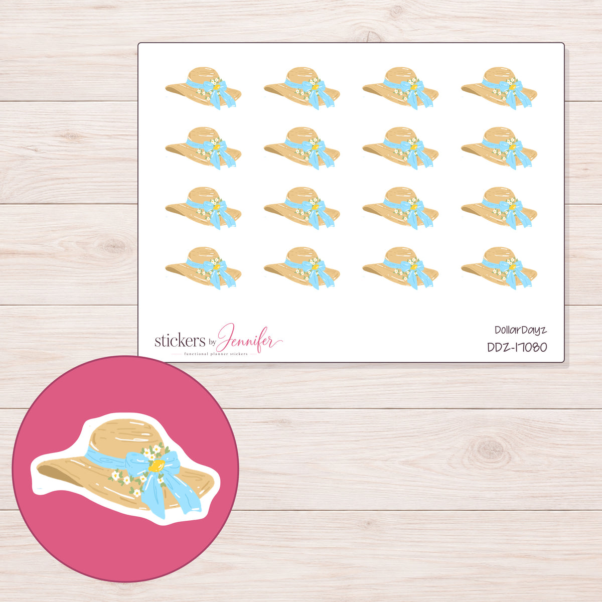 DDZ-17080 planner sticker sheet with enlarged sticker detail