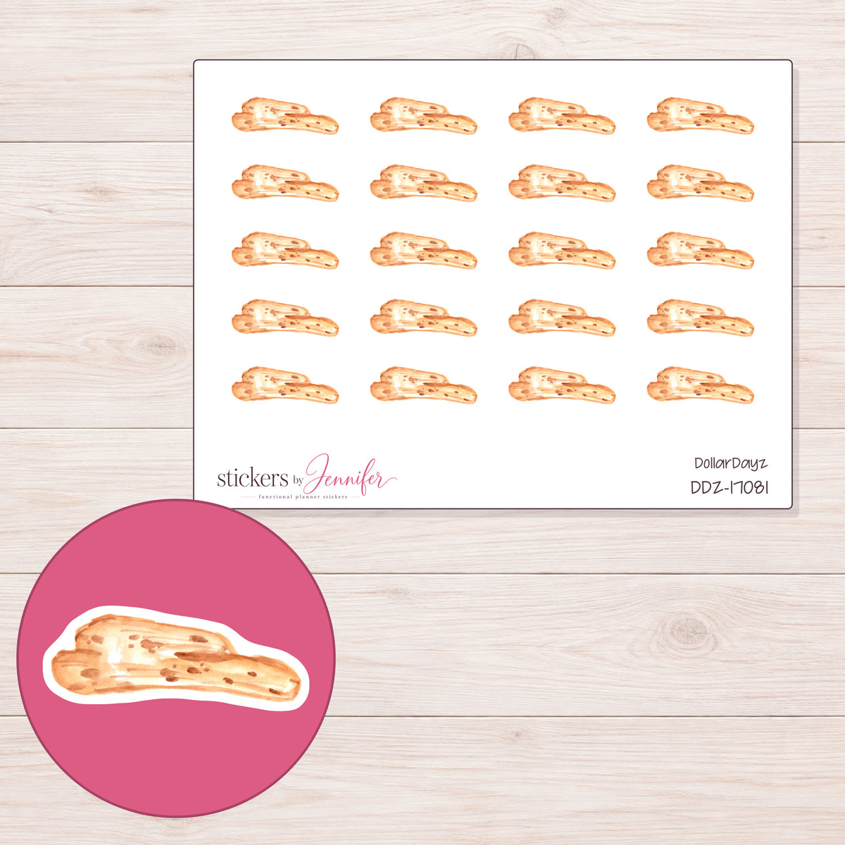 DDZ-17081 planner sticker sheet with enlarged sticker detail