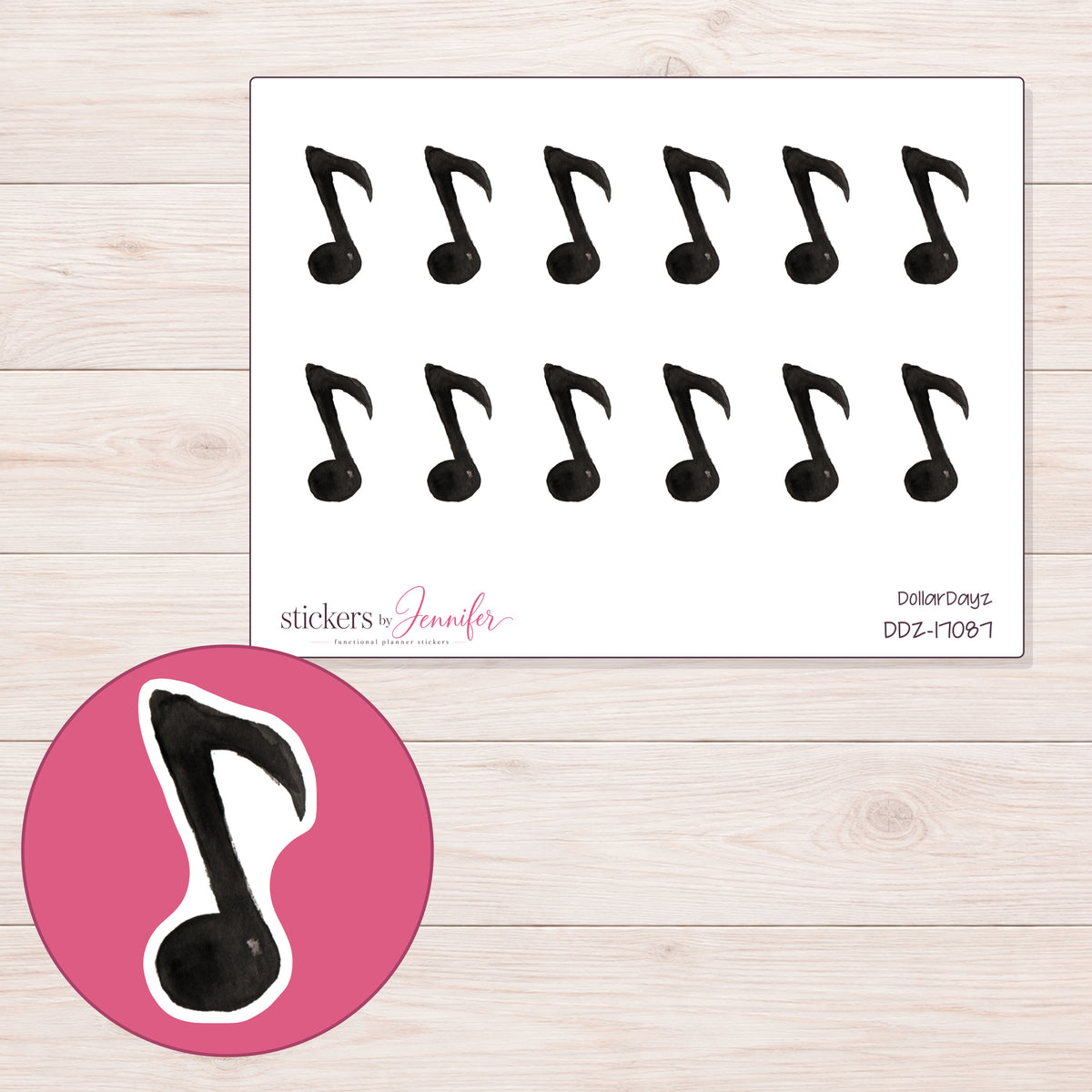 DDZ-17087 planner sticker sheet with enlarged sticker detail