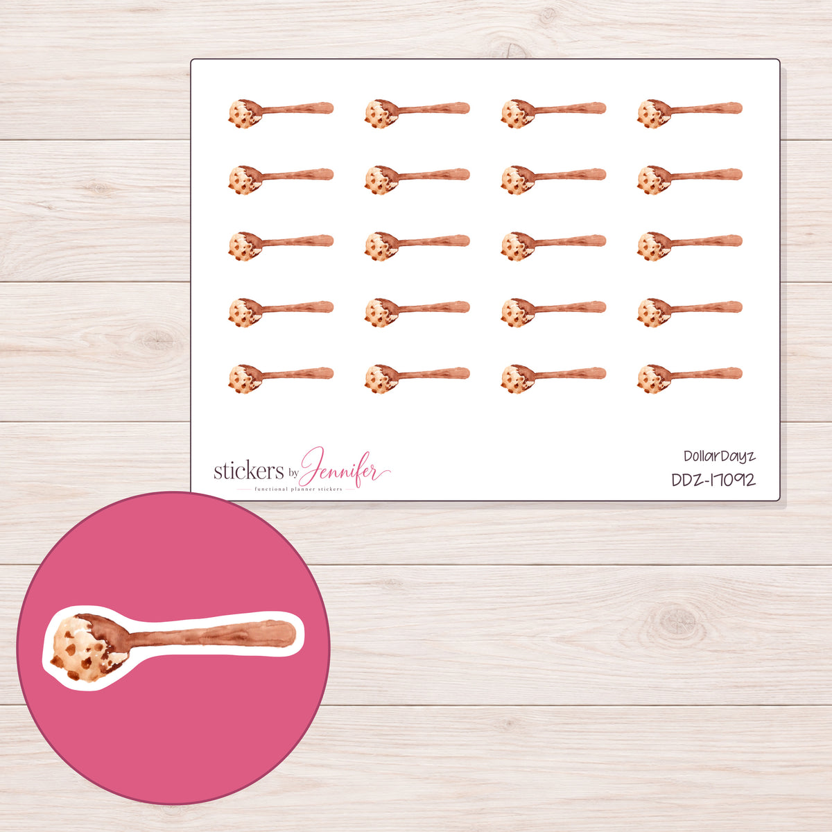 DDZ-17092 planner sticker sheet with enlarged sticker detail