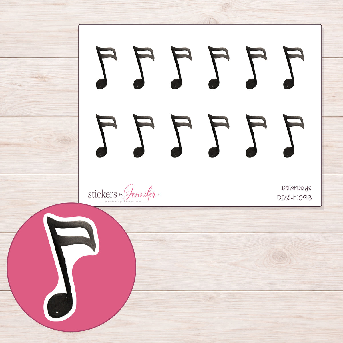 DDZ-17093 planner sticker sheet with enlarged sticker detail