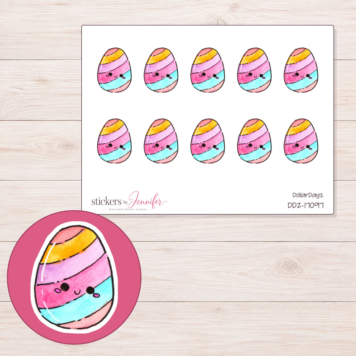 DDZ-17097 planner sticker sheet with enlarged sticker detail