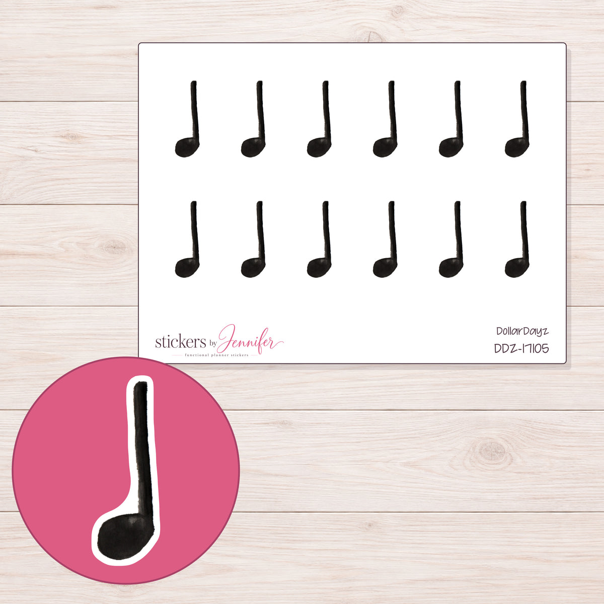 DDZ-17105 planner sticker sheet with enlarged sticker detail