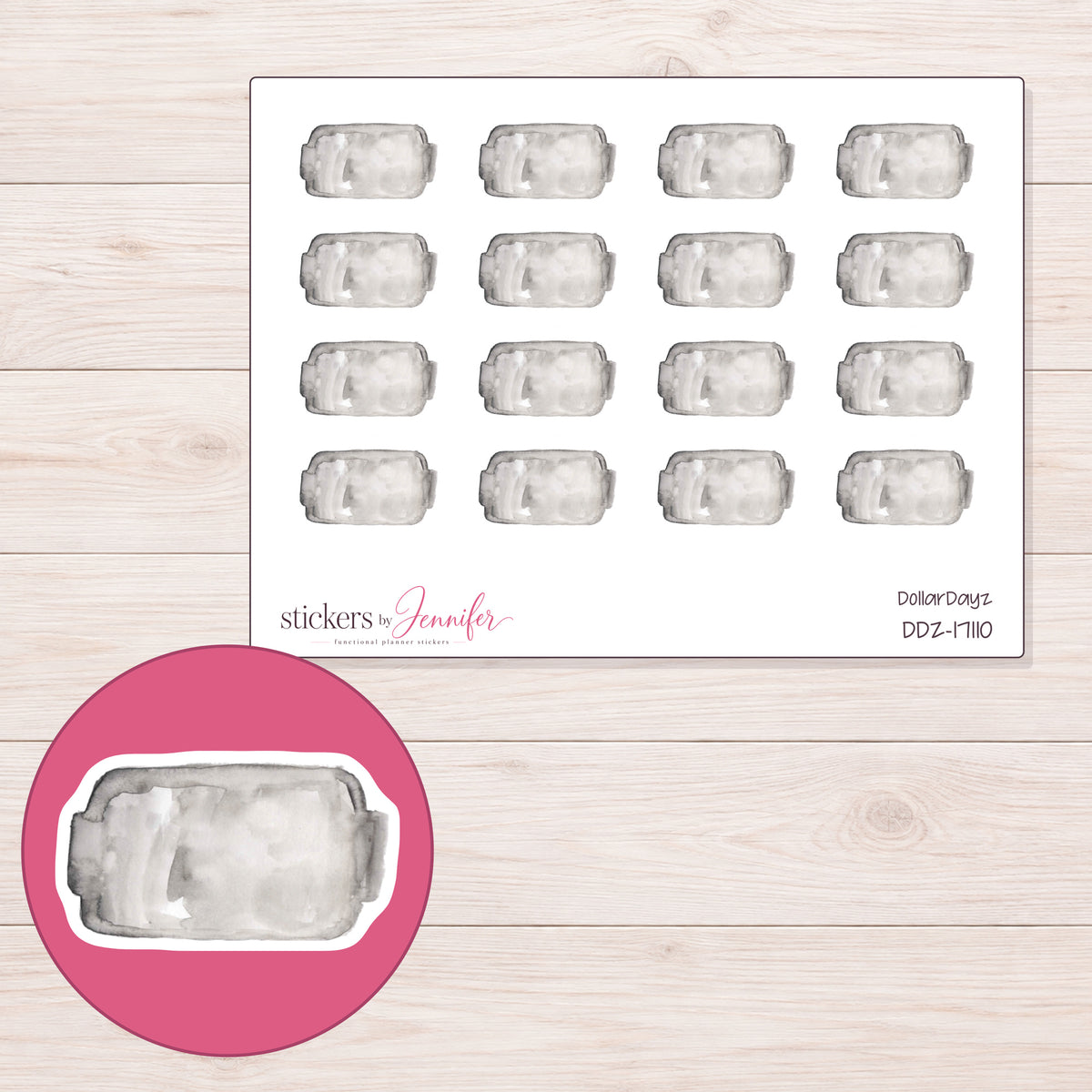 DDZ-17110 planner sticker sheet with enlarged sticker detail
