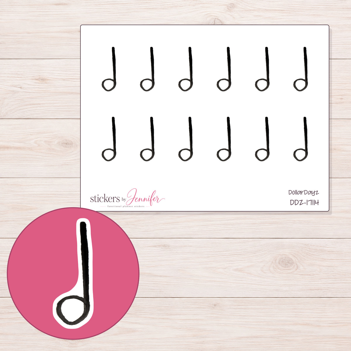 DDZ-17114 planner sticker sheet with enlarged sticker detail