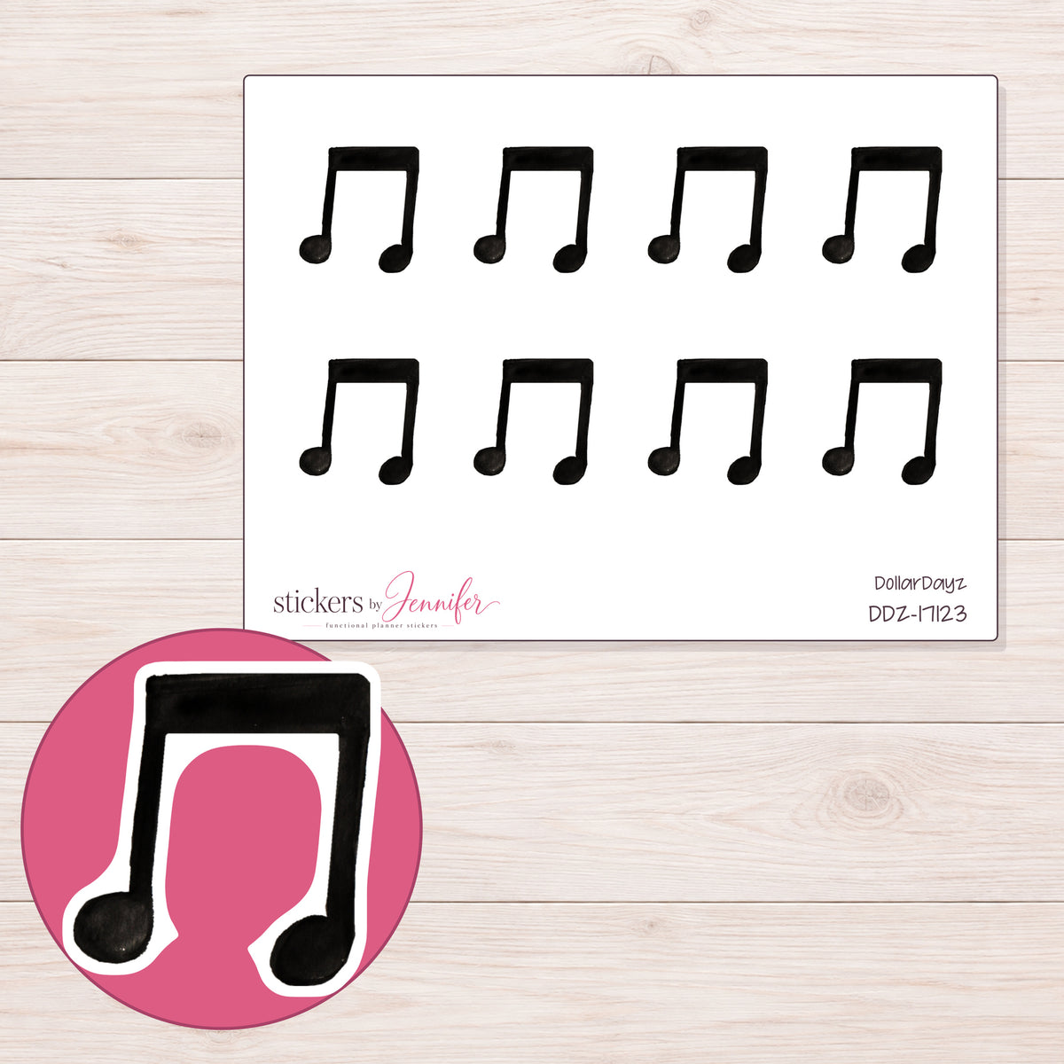 DDZ-17123 planner sticker sheet with enlarged sticker detail