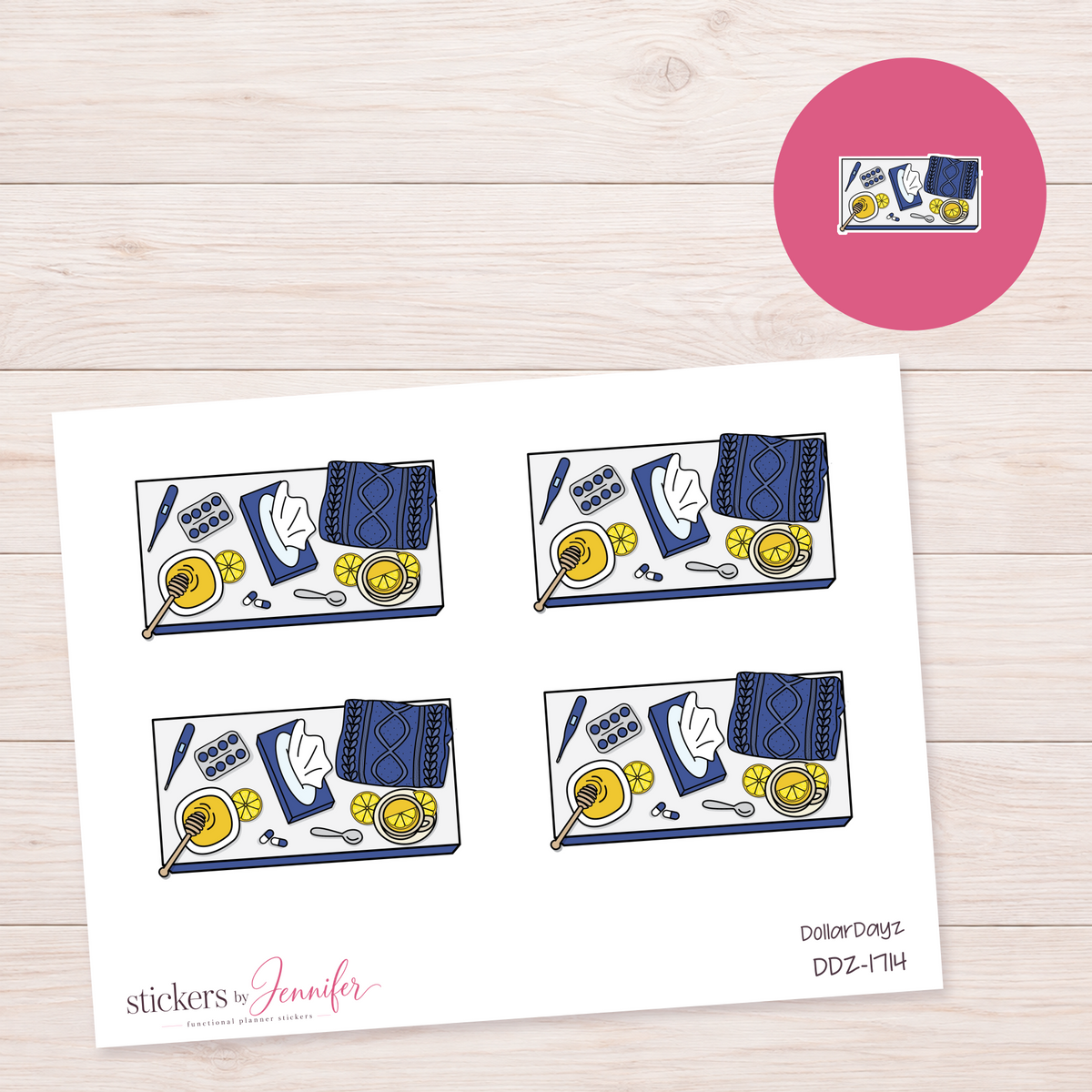 Blue Self-Care Supplies Planner Stickers | DDZ-1714