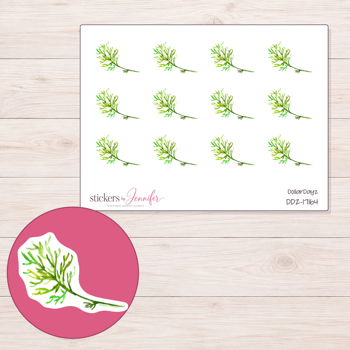 DDZ-17164 planner sticker sheet with enlarged sticker detail