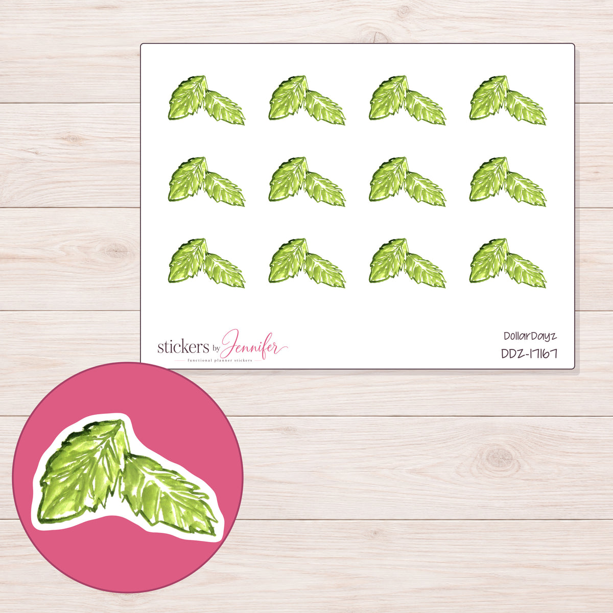 DDZ-17167 planner sticker sheet with enlarged sticker detail