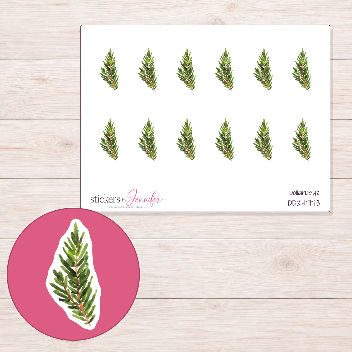 DDZ-17173 planner sticker sheet with enlarged sticker detail
