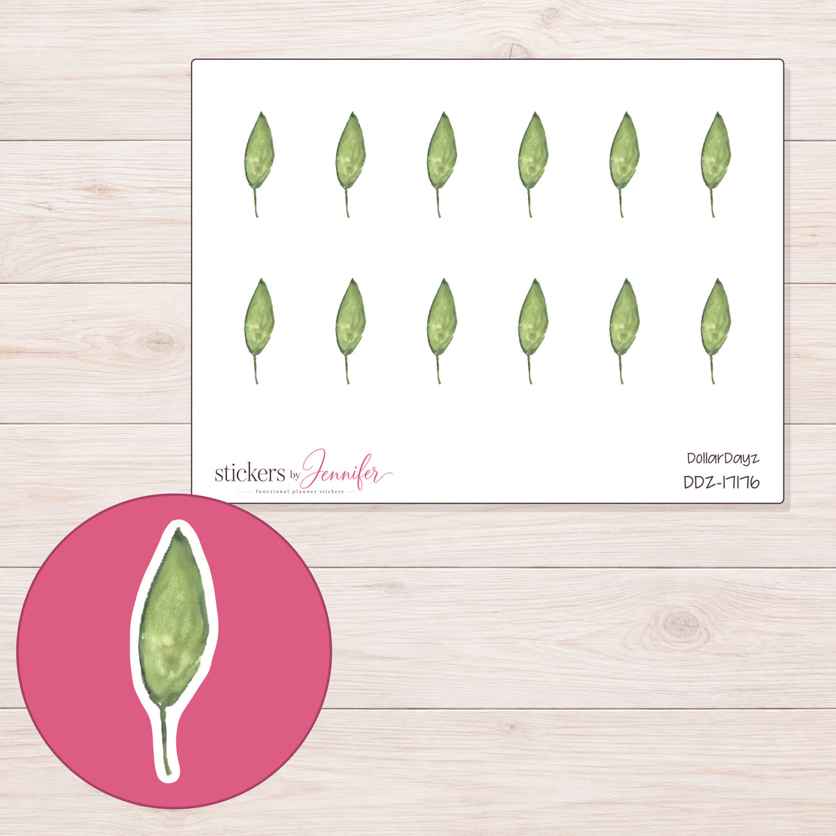 DDZ-17176 planner sticker sheet with enlarged sticker detail