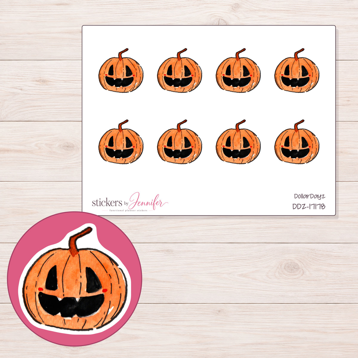 DDZ-17178 planner sticker sheet with enlarged sticker detail