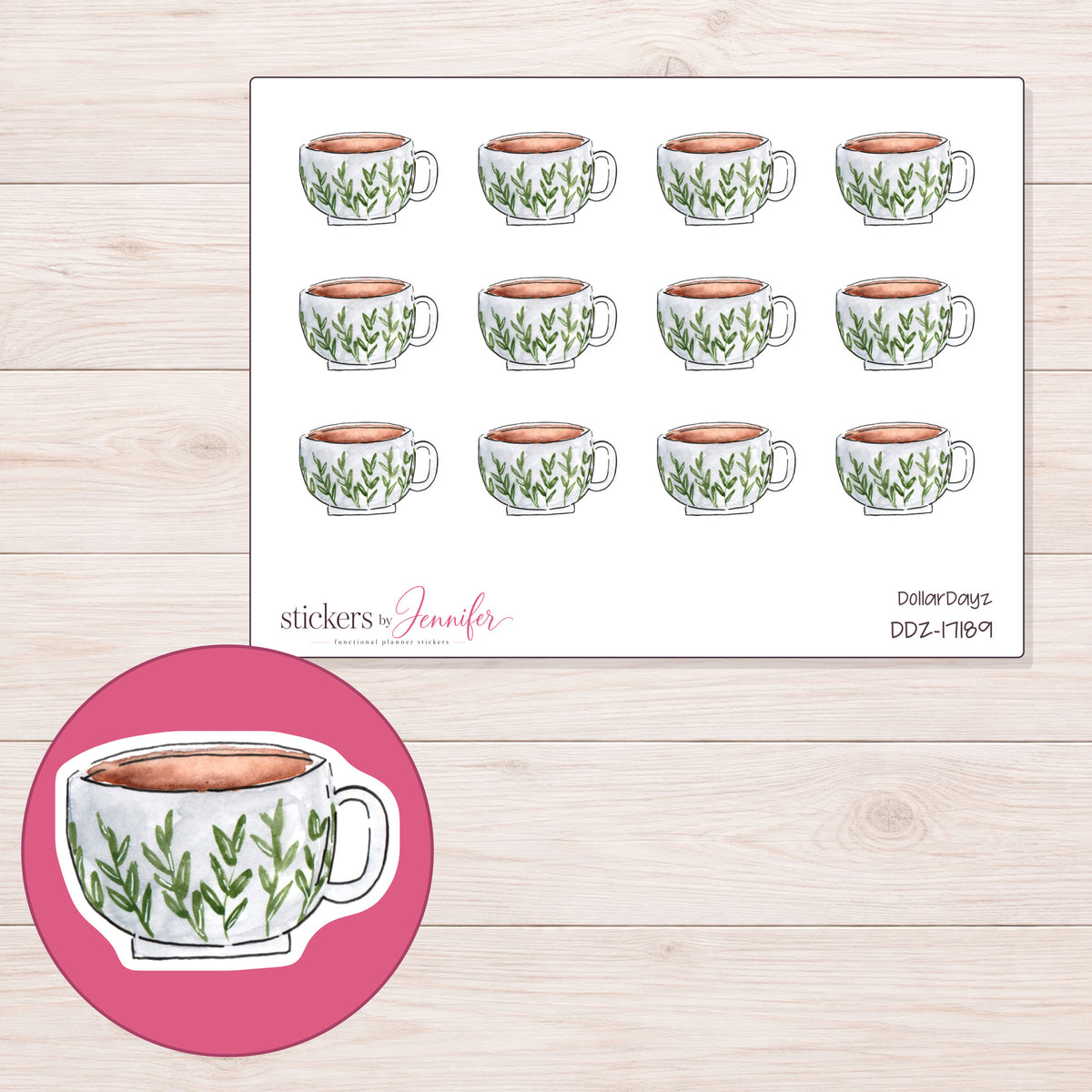 DDZ-17189 planner sticker sheet with enlarged sticker detail