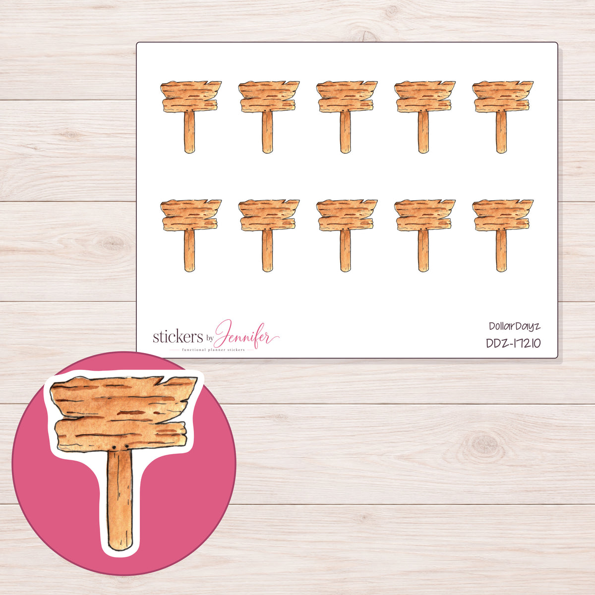 DDZ-17210 planner sticker sheet with enlarged sticker detail