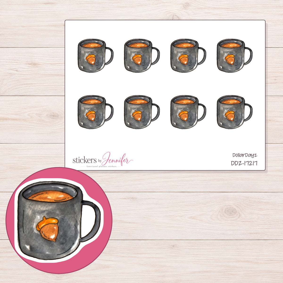 DDZ-17217 planner sticker sheet with enlarged sticker detail