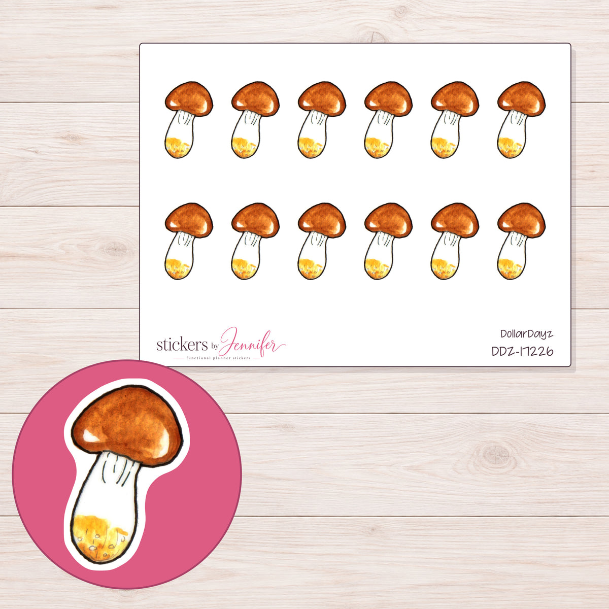 DDZ-17226 planner sticker sheet with enlarged sticker detail