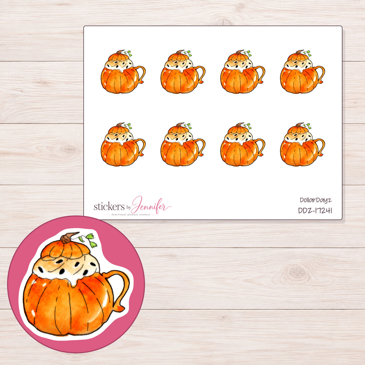 DDZ-17241 planner sticker sheet with enlarged sticker detail