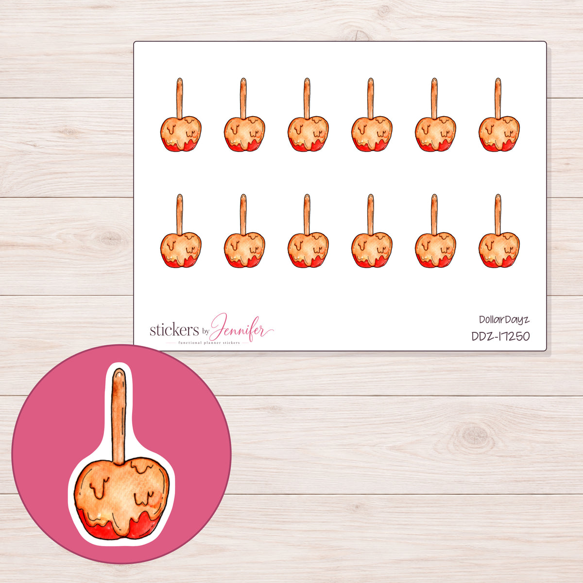 DDZ-17250 planner sticker sheet with enlarged sticker detail