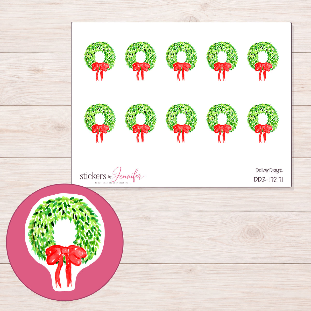 DDZ-17271 planner sticker sheet with enlarged sticker detail