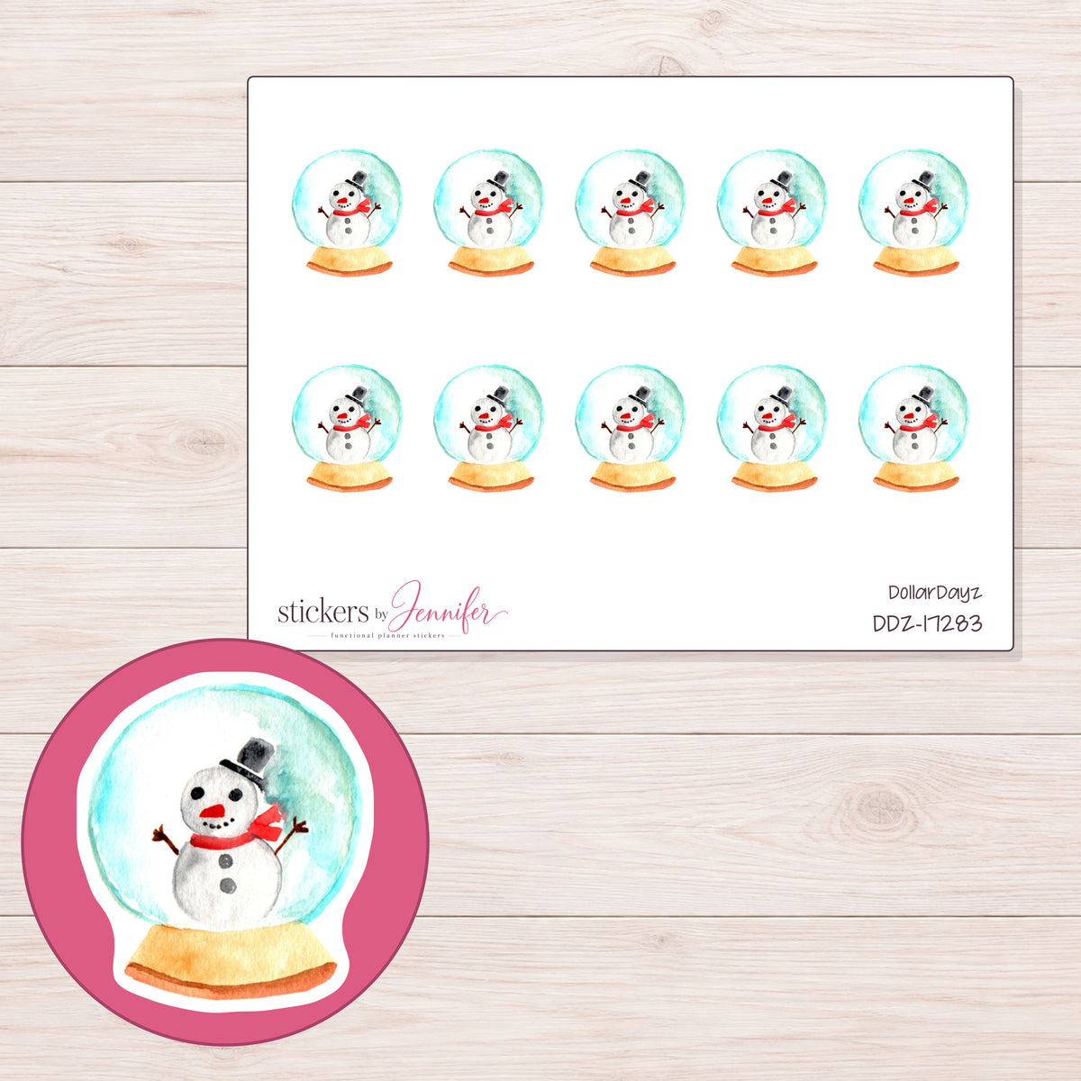 DDZ-17283 planner sticker sheet with enlarged sticker detail