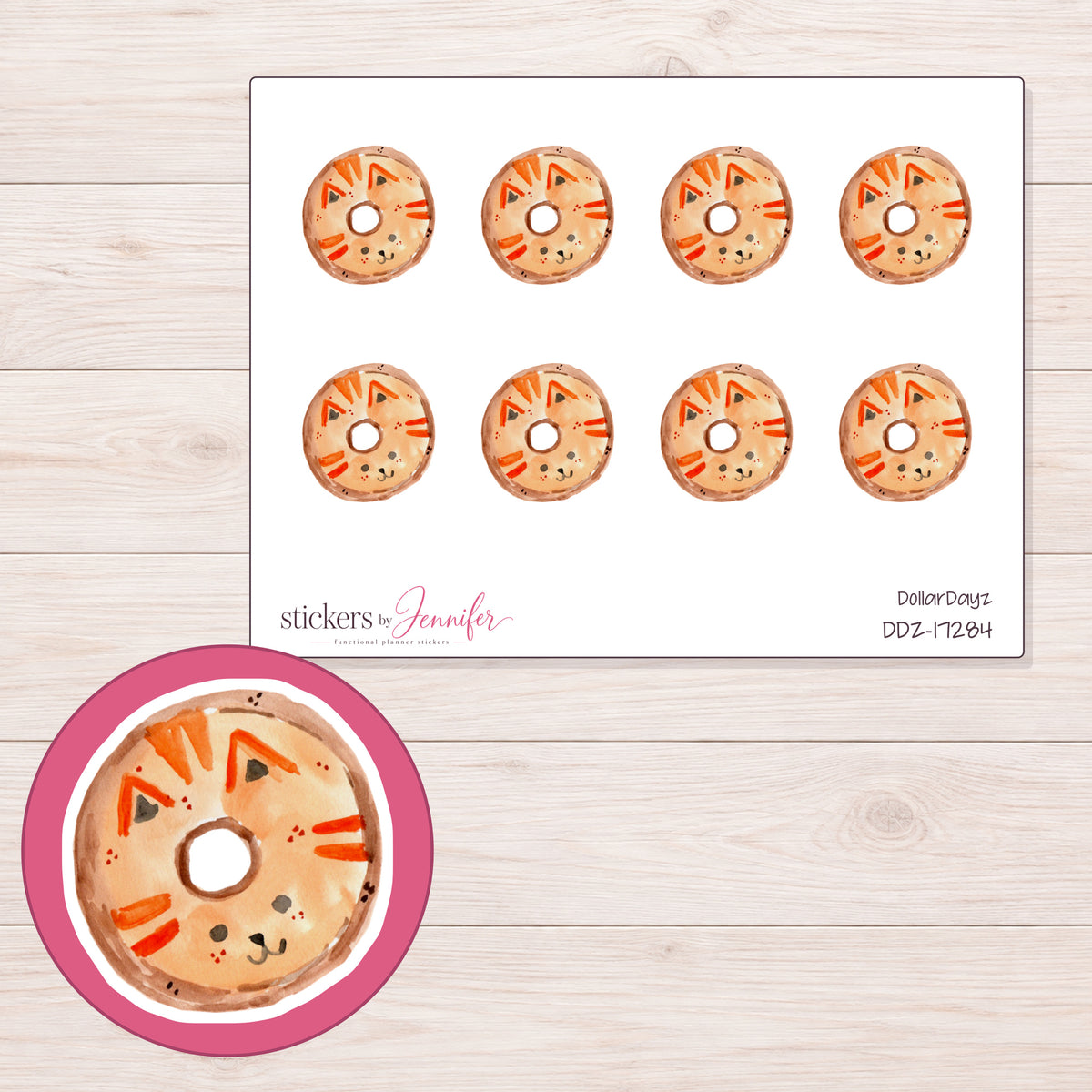 DDZ-17284 planner sticker sheet with enlarged sticker detail