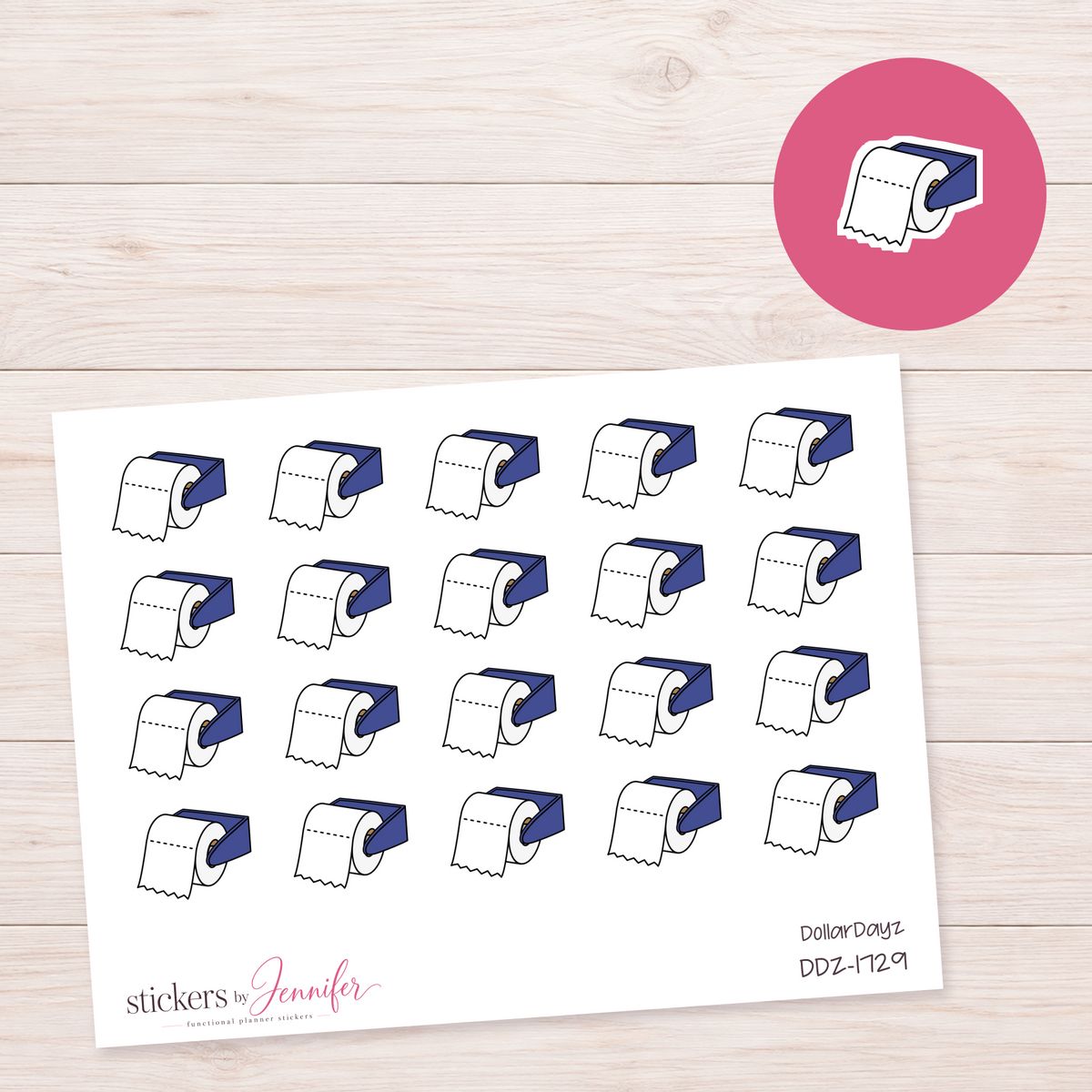 Blue Toilet Paper Holder Planner Stickers | DDZ-1729
