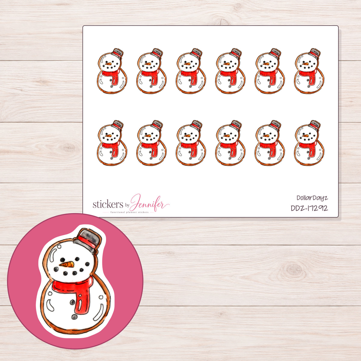 DDZ-17292 planner sticker sheet with enlarged sticker detail