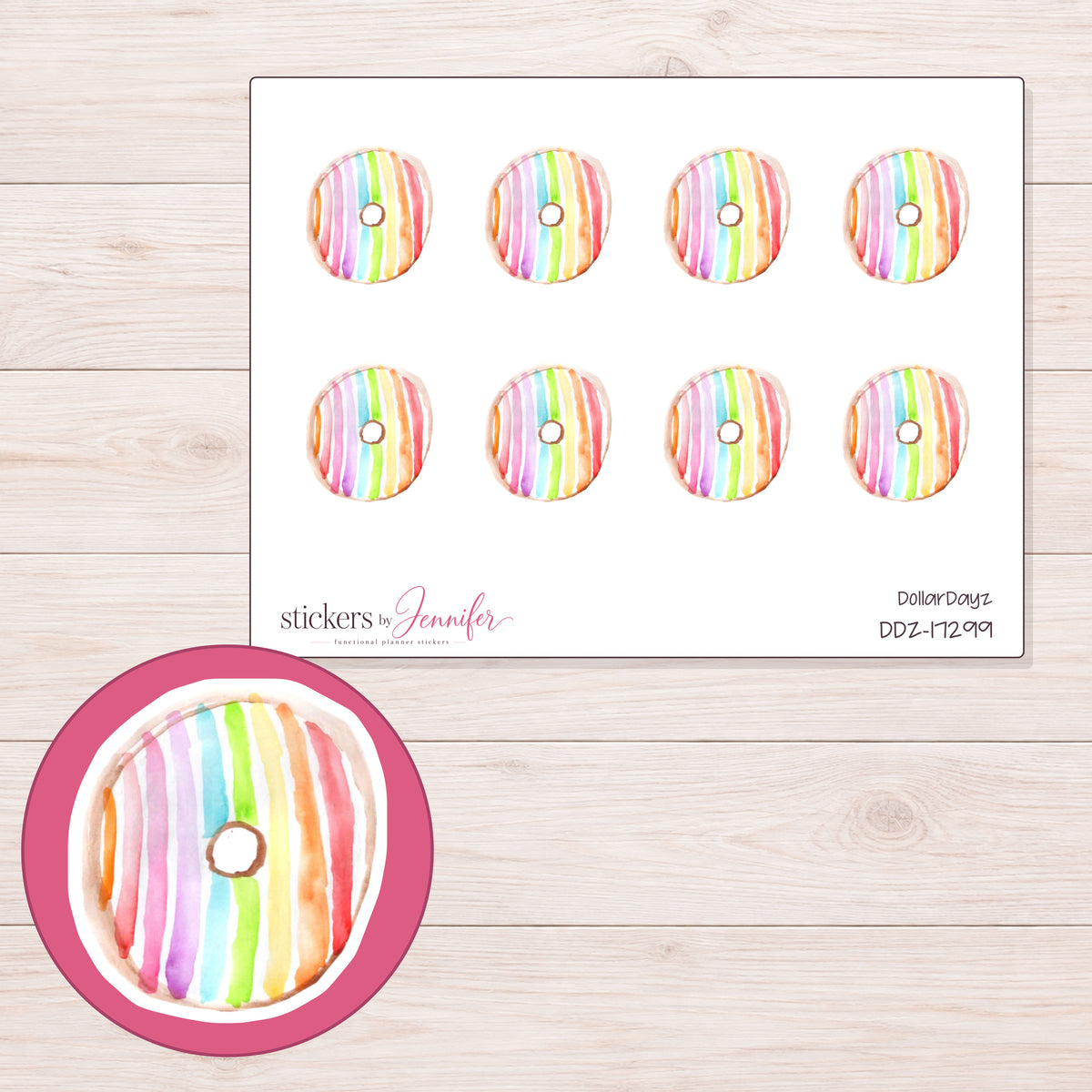 DDZ-17299 planner sticker sheet with enlarged sticker detail