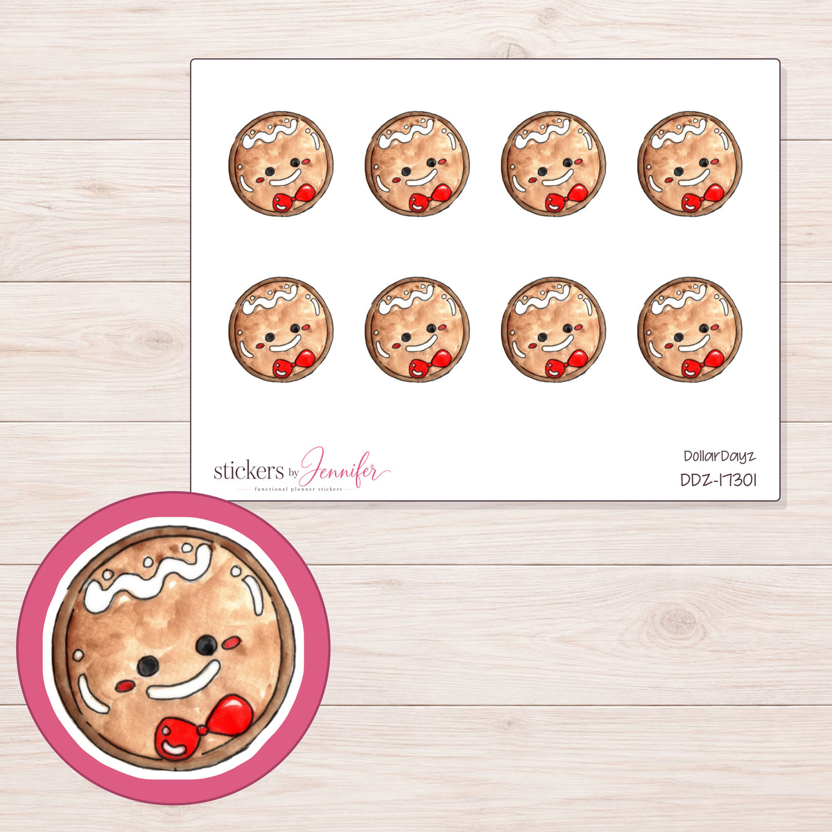 DDZ-17301 planner sticker sheet with enlarged sticker detail