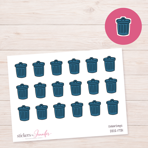 Deep Blue Trash Can Planner Stickers | DDZ-1731