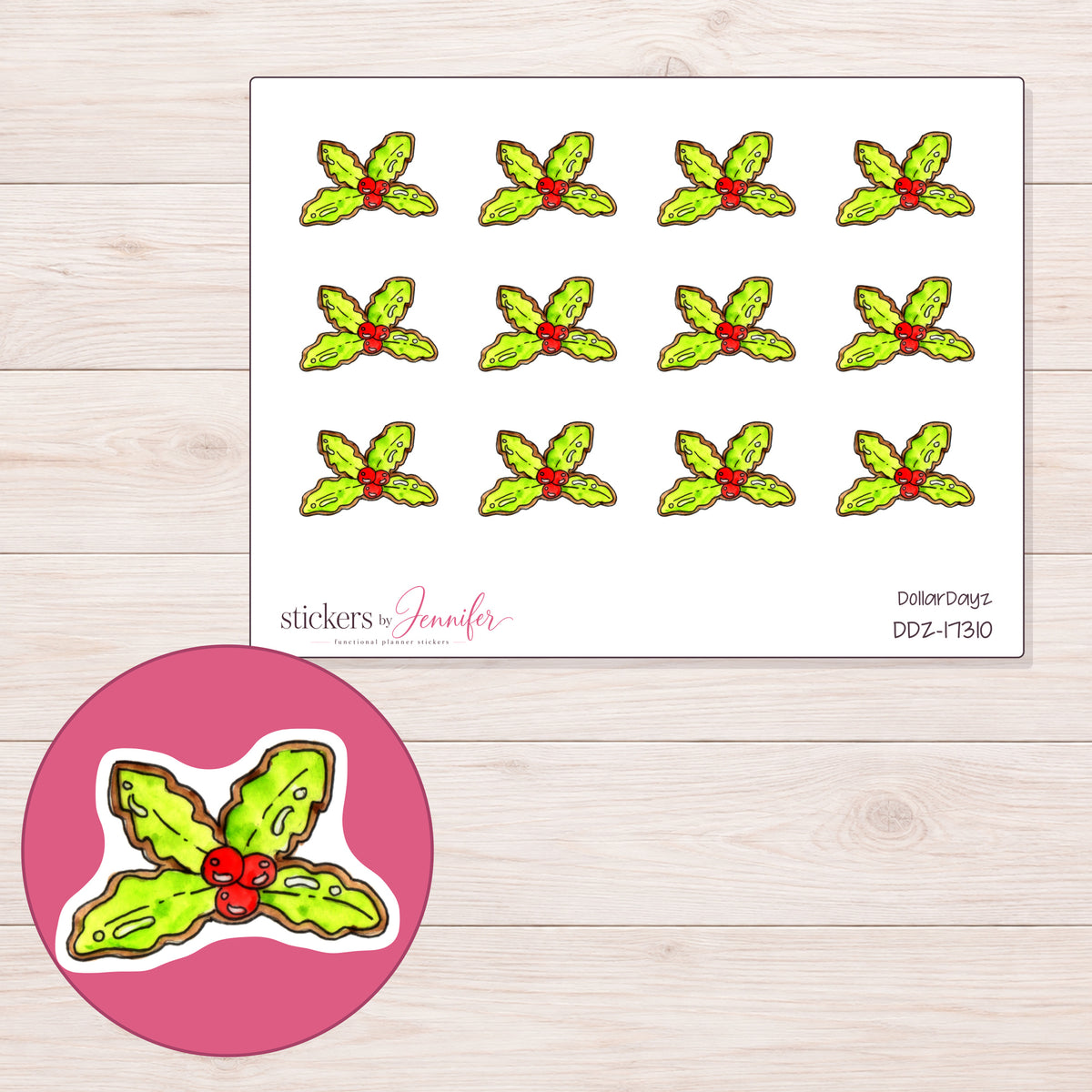 DDZ-17310 planner sticker sheet with enlarged sticker detail