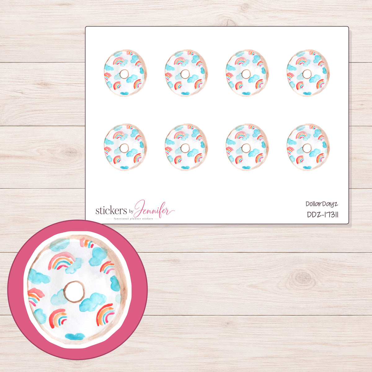 DDZ-17311 planner sticker sheet with enlarged sticker detail