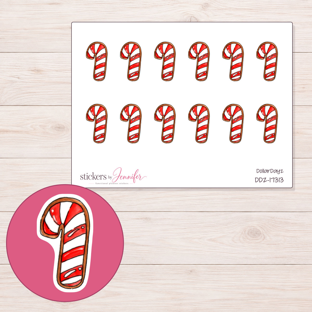 DDZ-17313 planner sticker sheet with enlarged sticker detail