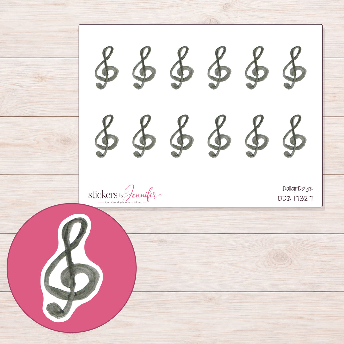 DDZ-17327 planner sticker sheet with enlarged sticker detail