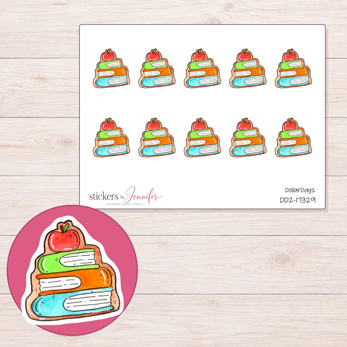 DDZ-17329 planner sticker sheet with enlarged sticker detail