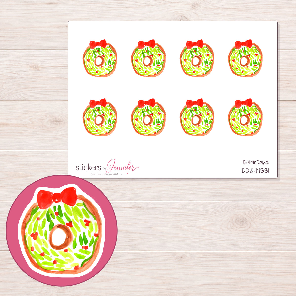 DDZ-17331 planner sticker sheet with enlarged sticker detail