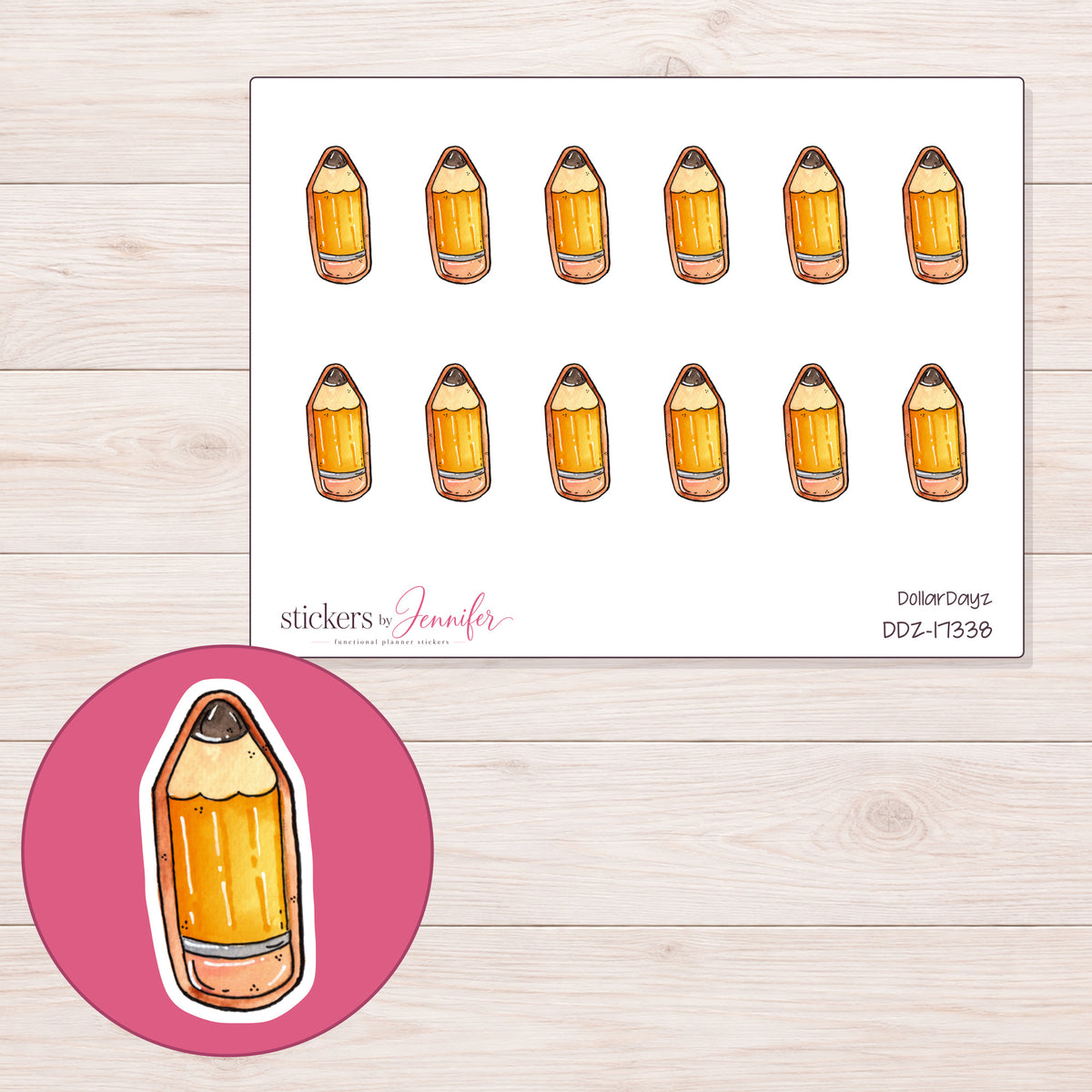 DDZ-17338 planner sticker sheet with enlarged sticker detail