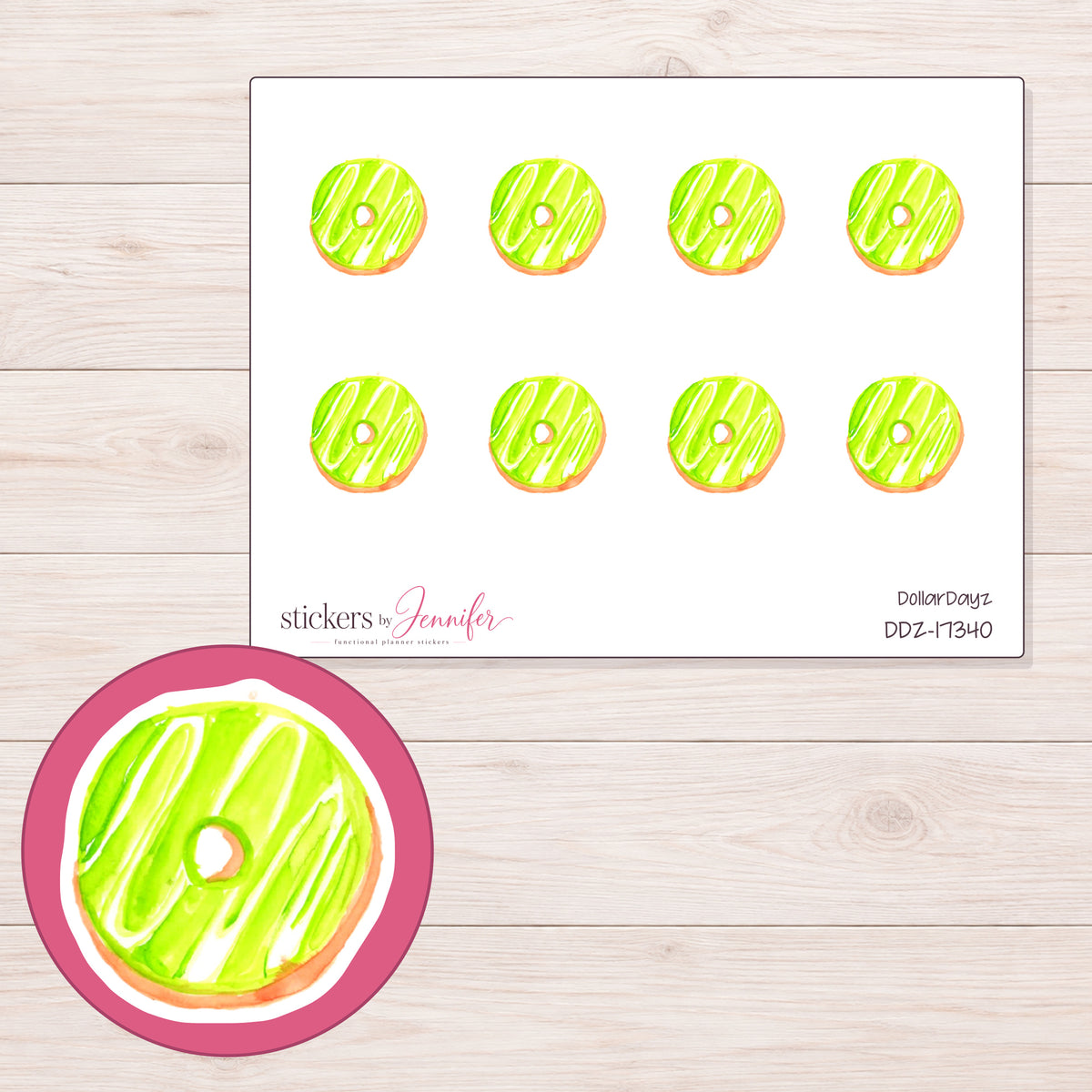 DDZ-17340 planner sticker sheet with enlarged sticker detail