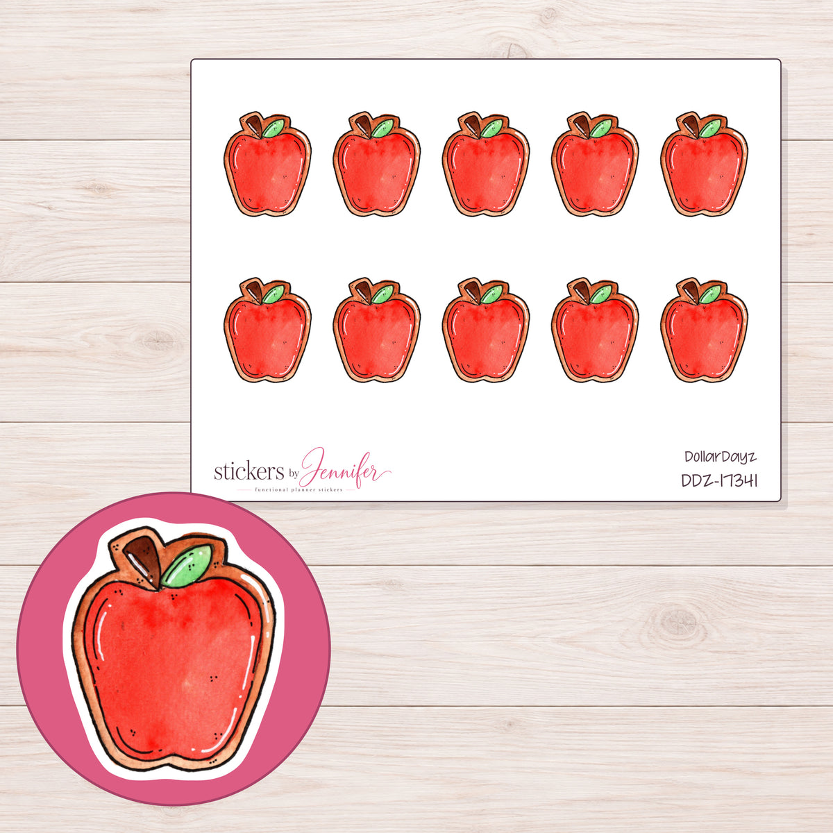 DDZ-17341 planner sticker sheet with enlarged sticker detail