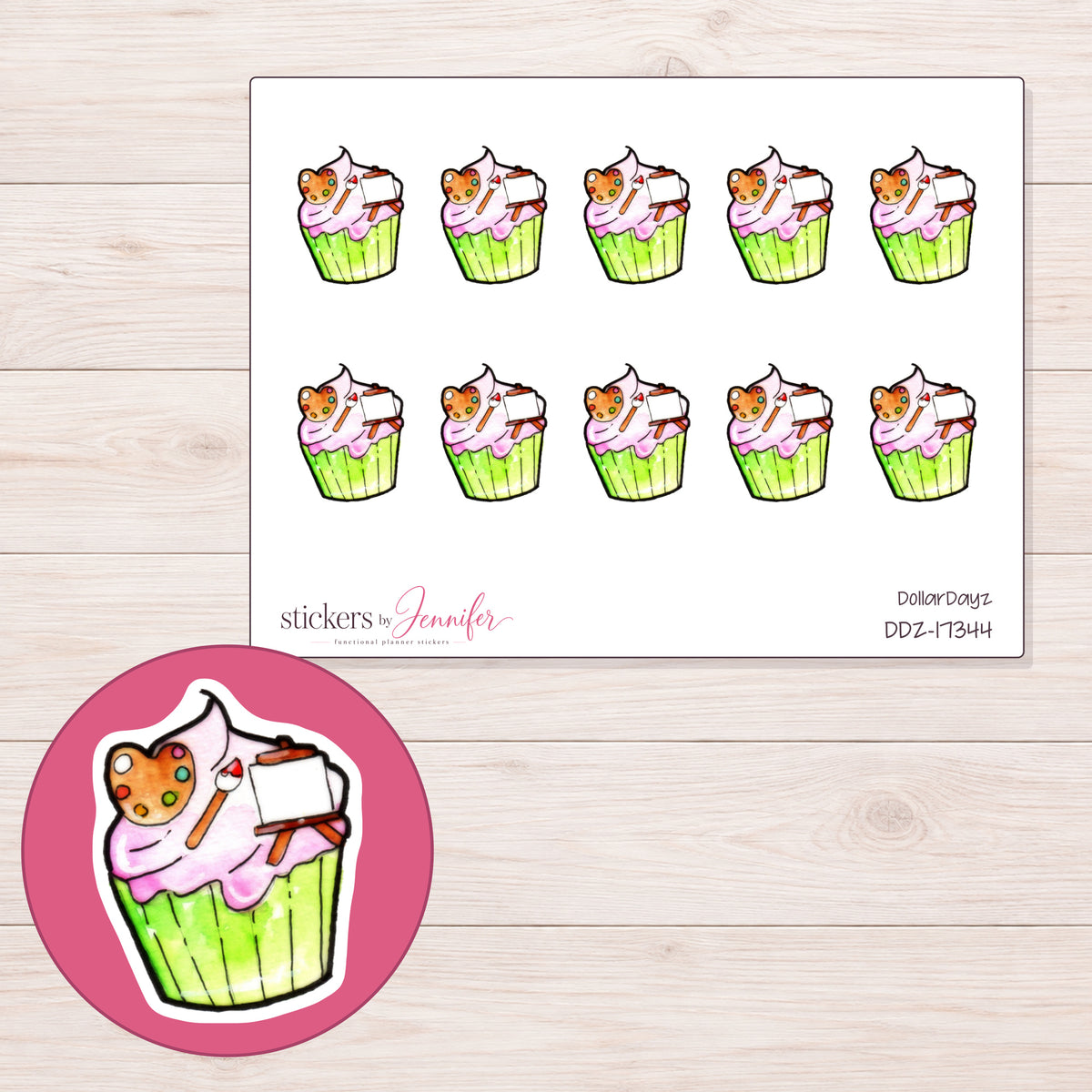 DDZ-17344 planner sticker sheet with enlarged sticker detail