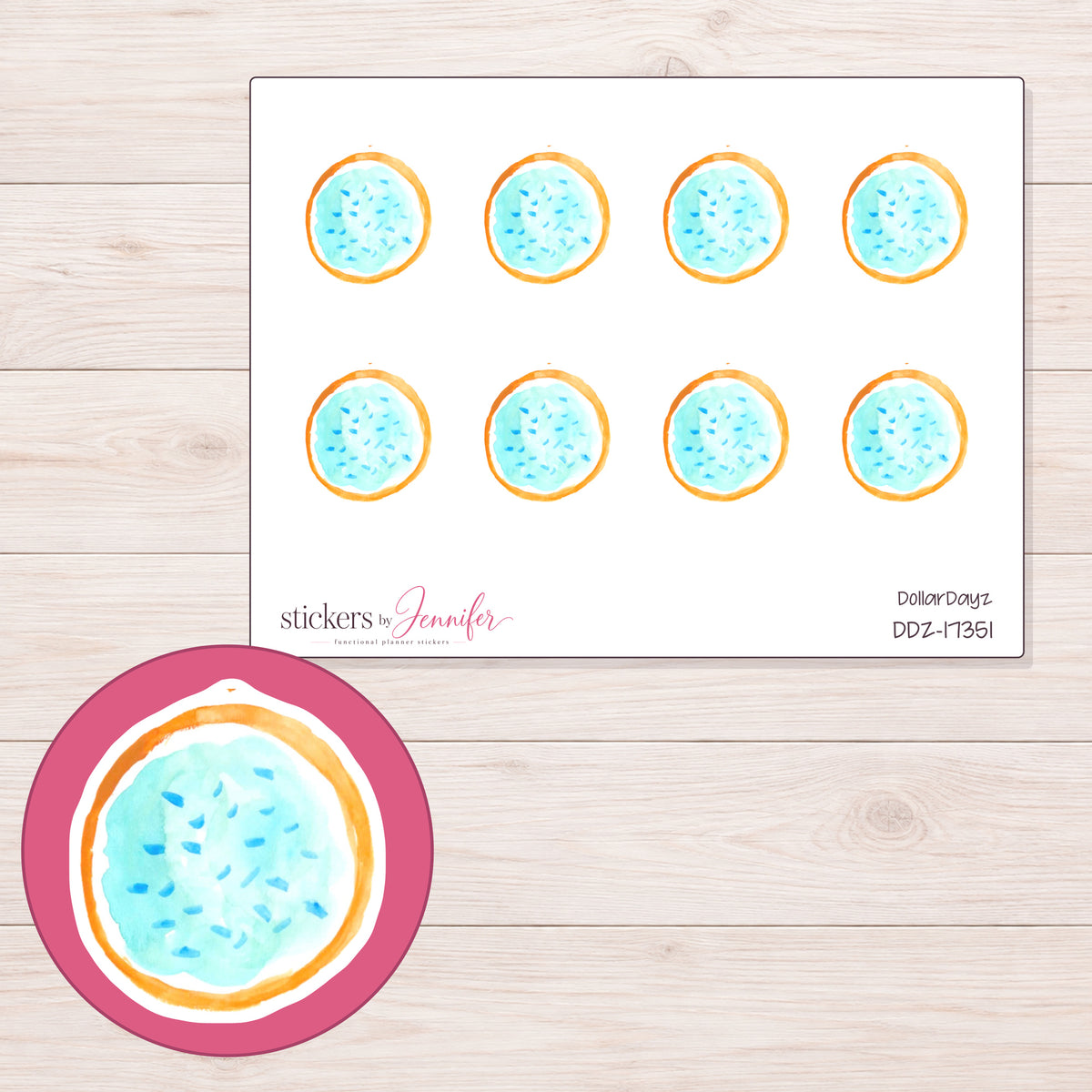 DDZ-17351 planner sticker sheet with enlarged sticker detail
